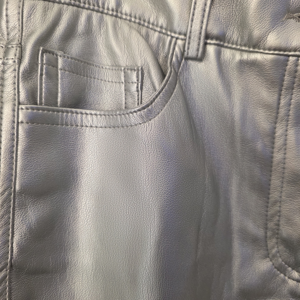 House of Harlow 1960 Silver Faux Leather Pants Size 2 Metallic Straight Leg - Picture 5 of 16